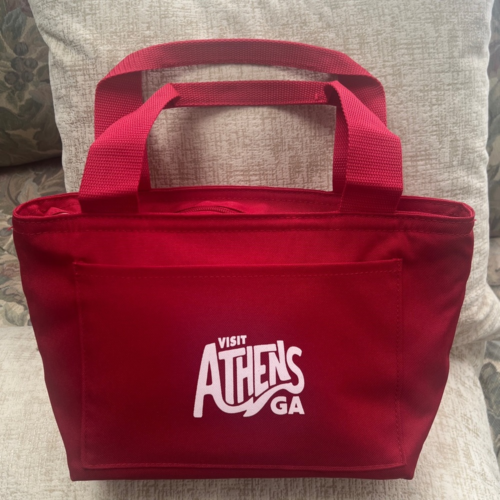 Visit Athens GA Red Insulated Tote Bag 5”x13” - Brand New!